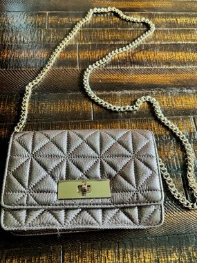 Kate Spade Chain Crossbody Shoulder Bag - Silver Gray